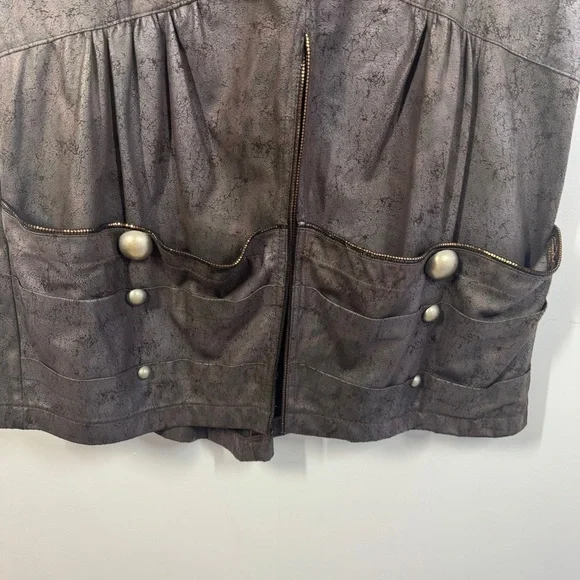 Camelot Italy Brown Cargo Midi Skirt Size S Embellished Utility Boho Grunge - Picture 10 of 16